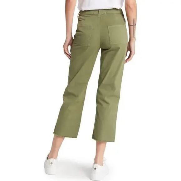 Frank & Eileen Blackstone Utility Pant Mid Rise Crop Straight Army Green Size 12 - Picture 4 of 9